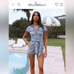 Hello molly denim shorts jumpsuit